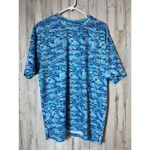 Reel‎ Legends Mens Blue Camo Short Sleeve Shirt L